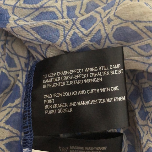 Blue/white, long sleeve, button down, crash look blouse, ZERO, Eur38/Us8, - Picture 9 of 11